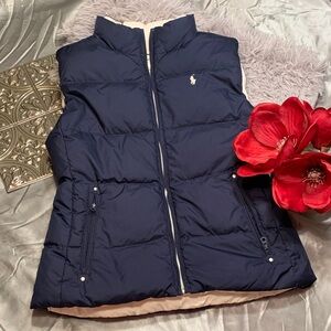 🌹 Ralph Lauren • Dark & White Blue kids UNISEX REVERSIBLE PUFFER Vest